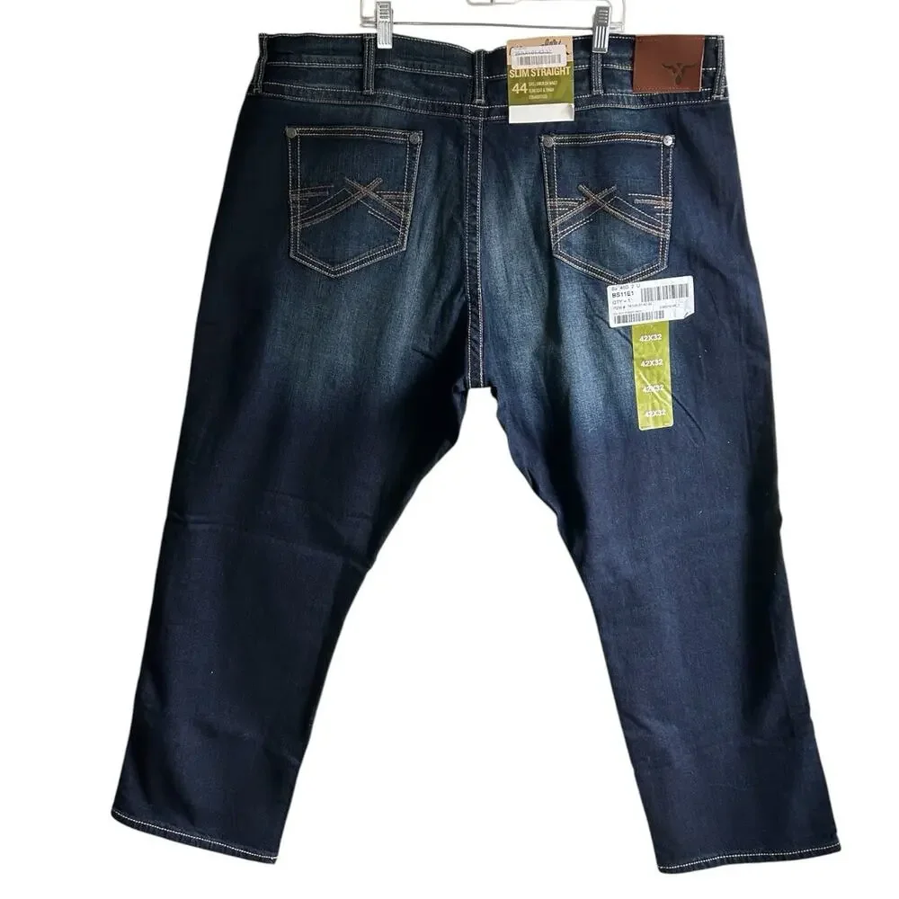 Wrangler 20X No 44 Slim Straight Jeans Mens 42x32 NWT Stretch Western Dark Wash